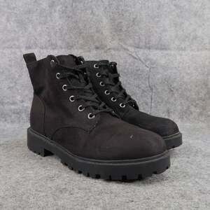 H&M Shoes Womens 8 Boots Combat Lace Up Casual Divided Lug Sole Black Faux Fur